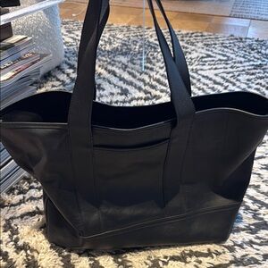 J Crew Black Leather Tote Bag